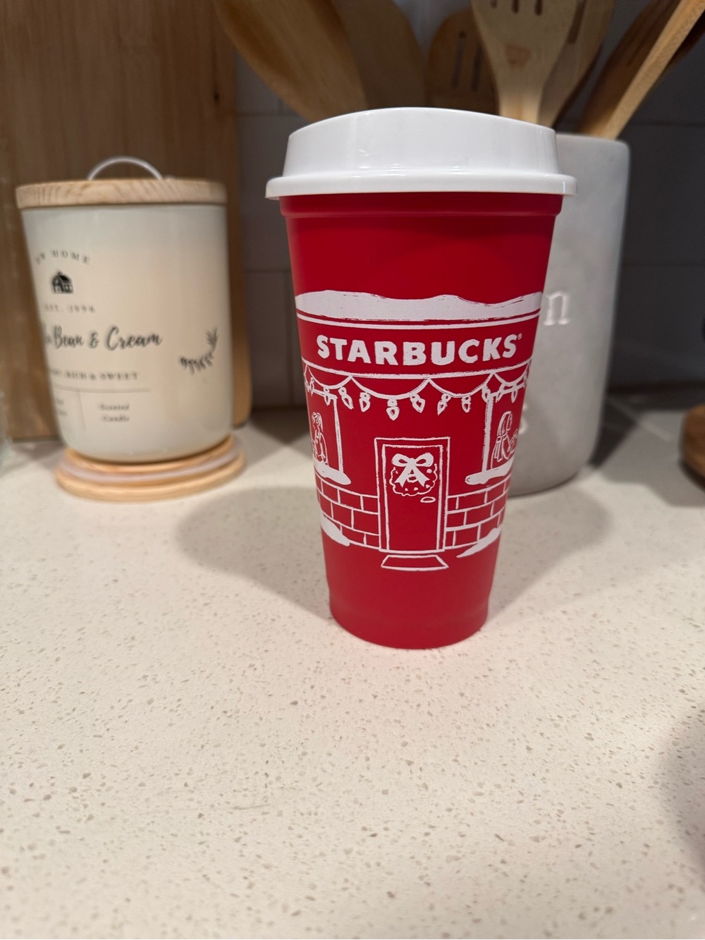 Starbucks Red Holiday Travel Cup with White Lid